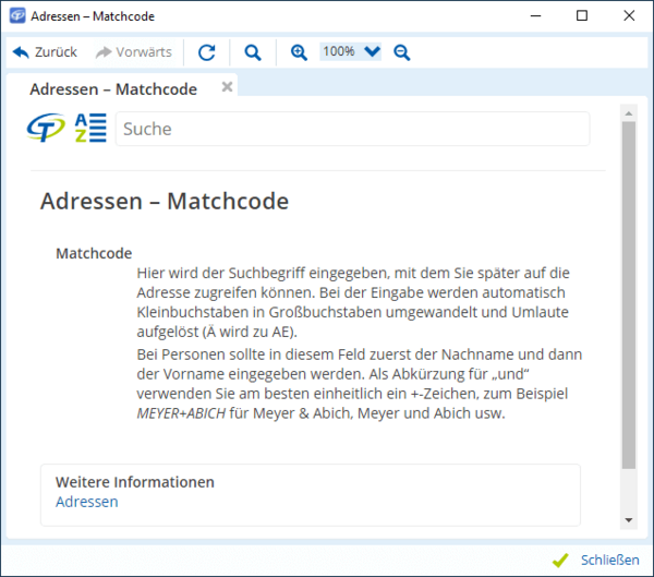 Kontexthilfe öffnen mit F1