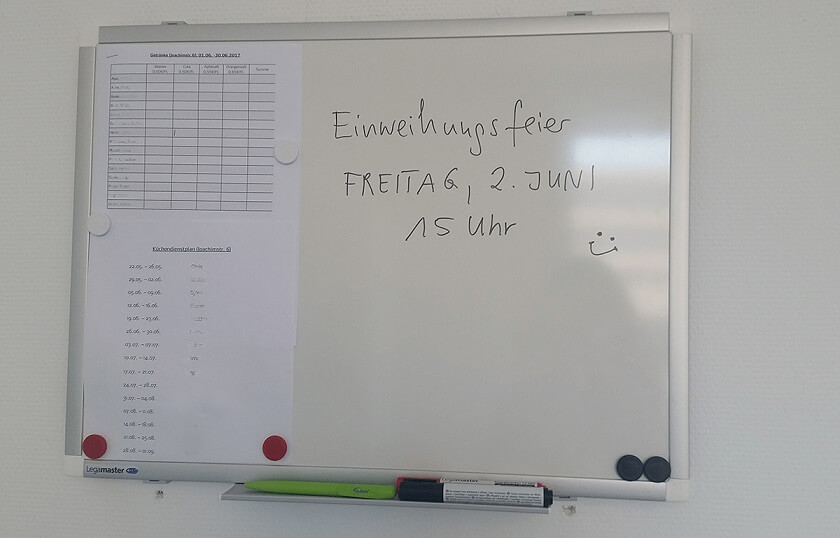 Aushang zur Einweihungsfeier