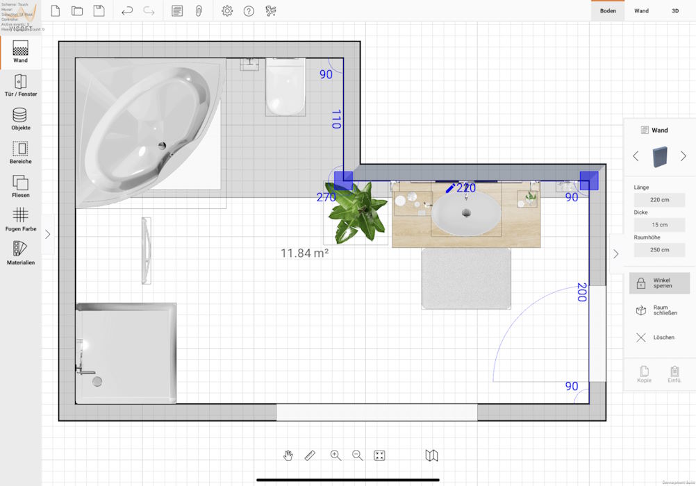 Komplettes Raumaufmaß (Grundriss) in ViSoft Smart