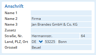 Erweiterung der Adress-Stammdaten Erweiterung der Adress-Stammdaten