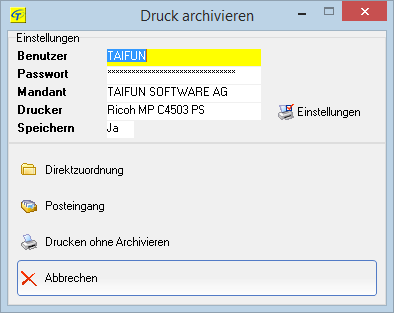 Archivieren durch virtuellen Druck