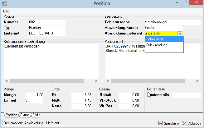 Reklamationen noch ausführlicher benennen und zuordnen
