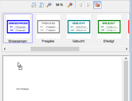 Mitgelieferte Stempel